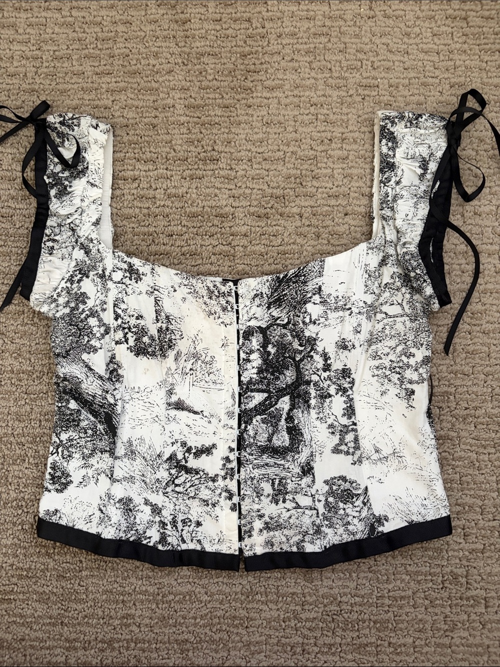Verge Girl Toile Corset Top with Ribbon Ties